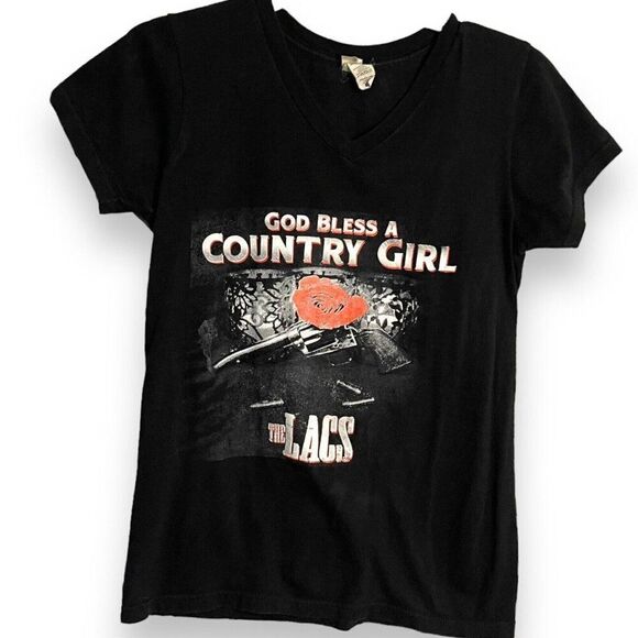 God Bless A Country Girl The Lacs District Concert Tee Women's Medium Black Top - Picture 2 of 8